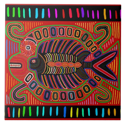 Kuna Indian Pescado Mola タイル (正面)