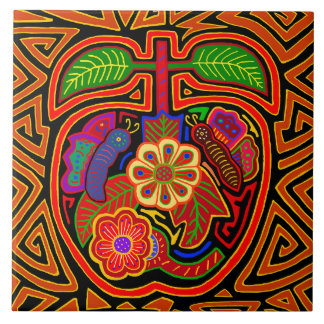 Kuna Indian Red Delicious Apple Ceramic Tile タイル