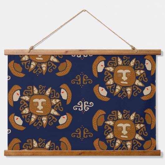 Kuna Indian Sun Gods 吊り下げ型タペストリー (正面)