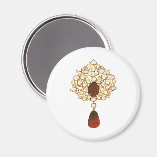 Kundan & ruby brooch マグネット (正面/裏面)