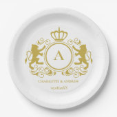 Kundenspezifisch Logo Monogramm Wappen Löwen   ペーパープレート (正面)