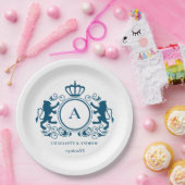 Kundenspezifisch Logo Monogramm Wappen Löwen   ペーパープレート (パーティー)