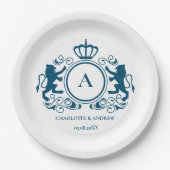 Kundenspezifisch Logo Monogramm Wappen Löwen   ペーパープレート (正面)