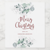 Kundenspezifisch Merry Christmas Greenery ワインラベル (シングルラベル)
