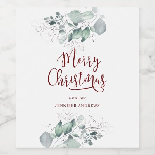 Kundenspezifisch Merry Christmas Greenery ワインラベル (シングルラベル)