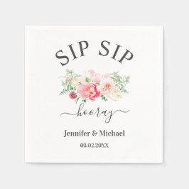 Kundenspezifisch "SIP SIP HOORAY" Blumen スタンダードカクテルナプキン