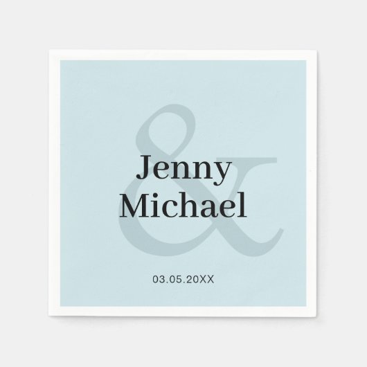 Kundenspezifische Hellblau Hochzeit Serviette スタンダードカクテルナプキン (正面)