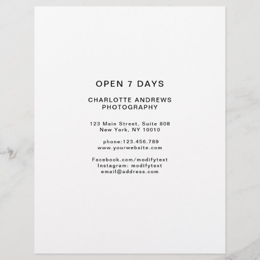 Kundenspezifischer Foto-Preislisten (裏面)