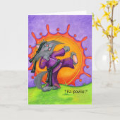 Kung Fuの子猫は/健康な挨拶状を得ます カード (黄色い花)