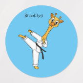 Kung Fu giraffe cartoon illustration ラベル (デザイン2)
