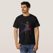 Kung Fu Martial Art Silhouette Forme Texte Nuage Tシャツ (正面フル)