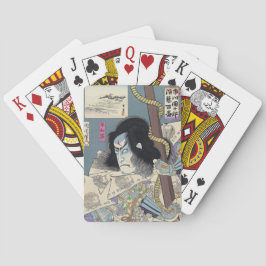 Kunichika著日本人のWoodblockのプリント トランプ