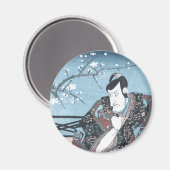 Kunisada著日本人のUkiyo-eの冬のKabuki俳優 マグネット (正面/裏面)