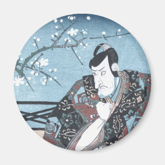 Kunisada著日本人のUkiyo-eの冬のKabuki俳優 マグネット