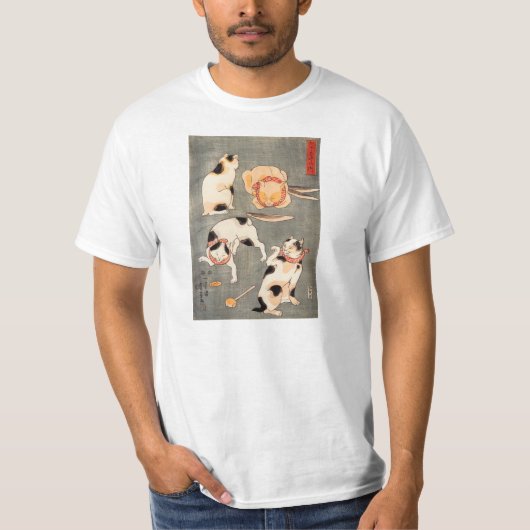 Kuniyoshi 4匹の猫 tシャツ (正面)