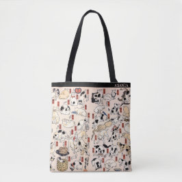 Kuniyoshi Cats – 日本の浮世絵 – カスタムテキスト トートバッグ
