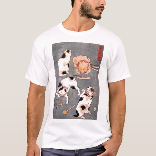 Kuniyoshi Utagawa, Four cats in different poses Tシャツ (正面)