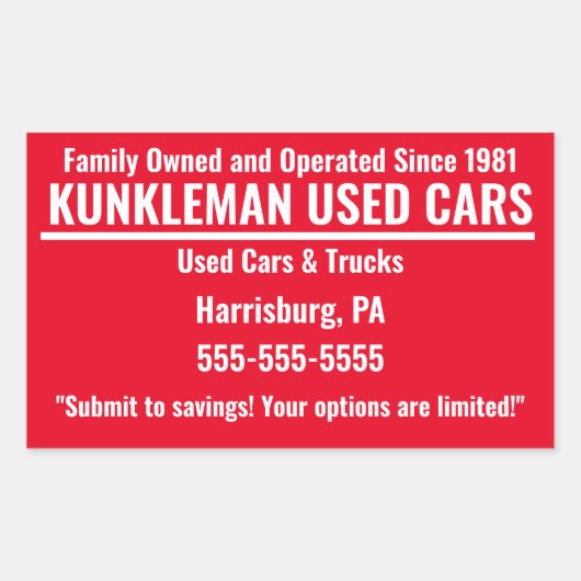 Kunklemanファミリーステッカー 長方形シール (正面)