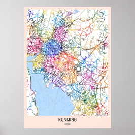 Kunming China City Map ポスター