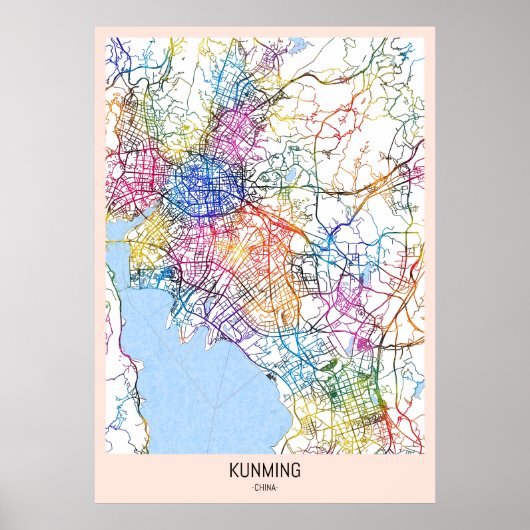 Kunming China City Map ポスター (正面)