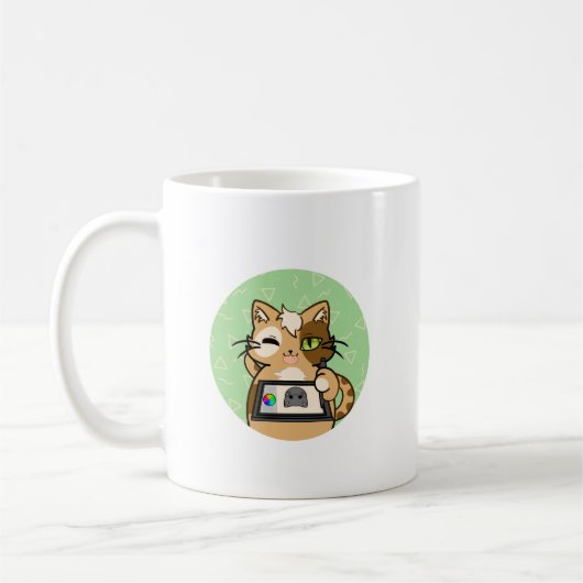 Künstler bei der Arbeit – niedliches Katzendesign コーヒーマグカップ (左)