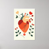Künstlerisches Herz und Blumen キャンバスプリント (正面)