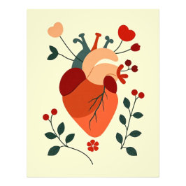 Künstlerisches Herz und Blumen フォトプリント