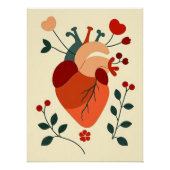 Künstlerisches Herz und Blumen ポスター (正面)