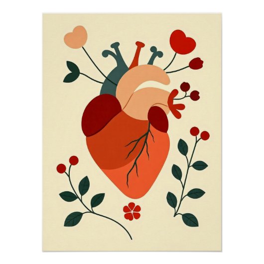 Künstlerisches Herz und Blumen ポスター (正面)