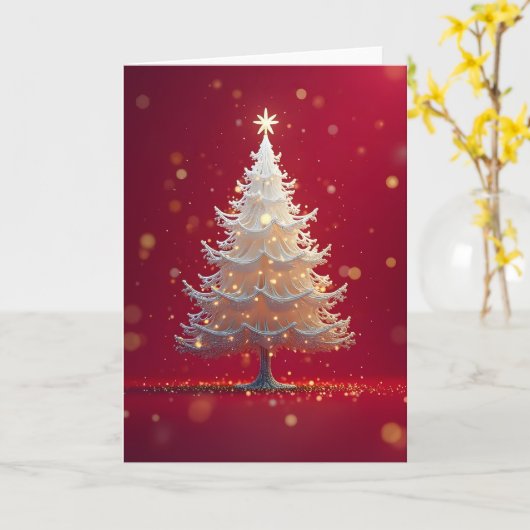 Kunstvoller weißer Weihnachtsbaum カード (黄色い花)