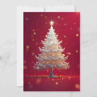 Kunstvoller weißer Weihnachtsbaum 招待状