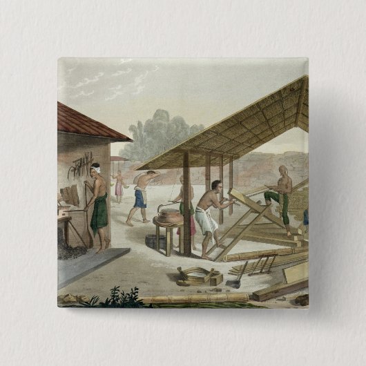 Kupang、ティモールの大工仕事の研修会は、6つをからのめっきします 缶バッジ (正面)