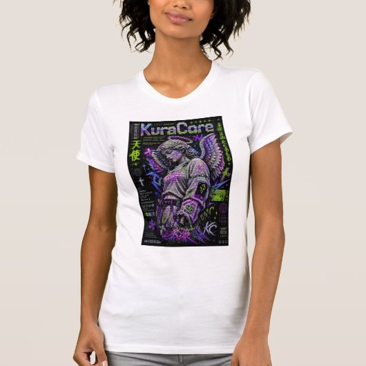 KuraCore 天使 マイクロモザイク 3D サイバー Tシャツ (正面)