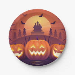 Kürbis Halloween Pappteller – Lustiges Halloween-P ペーパープレート