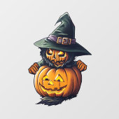 Kürbishexe im Katzenkostüm -  ウィンドウサイン (シート)