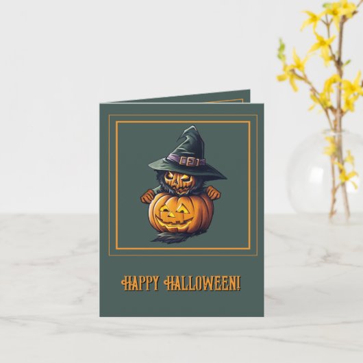 Kürbishexe im Katzenkostüm -  カード (黄色い花)