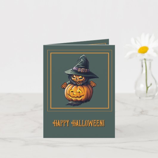 Kürbishexe im Katzenkostüm -  カード (小さな植物)