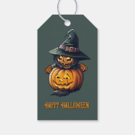 Kürbishexe im Katzenkostüm -  ギフトタグ