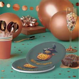 Kürbishexe im Katzenkostüm -  ペーパープレート