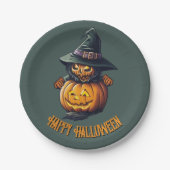 Kürbishexe im Katzenkostüm -  ペーパープレート (正面)