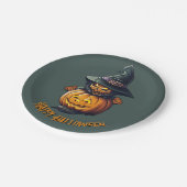 Kürbishexe im Katzenkostüm -  ペーパープレート (アングル)