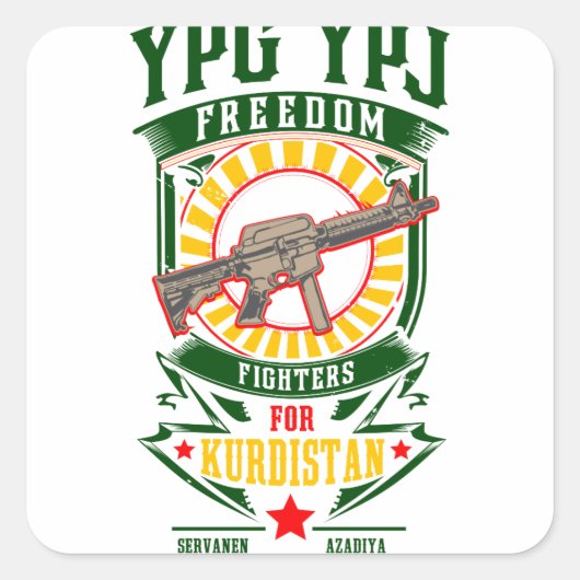 KURDISTAN - YPG - YPJ Freedom Warrior スクエアシール (正面)