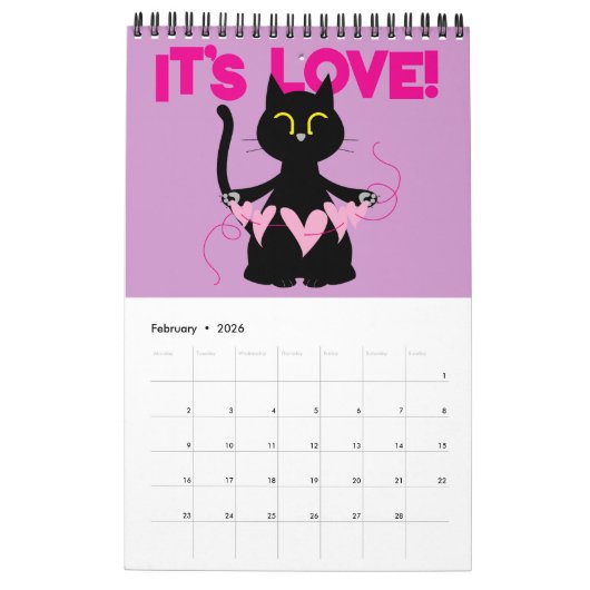 Kuro Catto 2026 Calendar カレンダー (2月 2026)