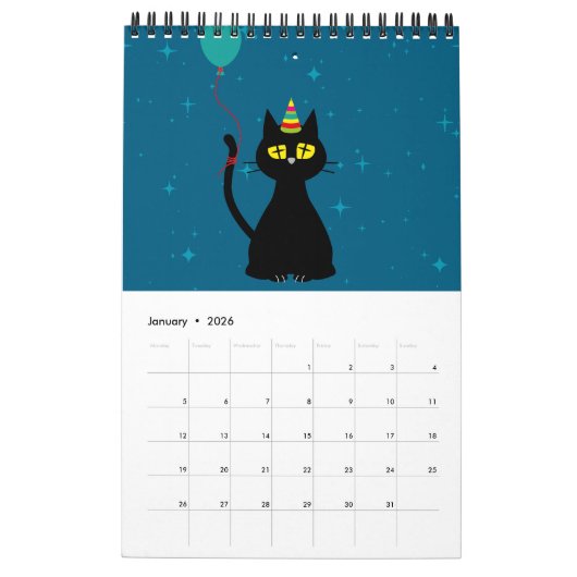 Kuro Catto 2026 Calendar カレンダー (1月 2026)