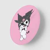 Kuromi Wall Clock – Cute Sanrio-Inspired Room Deco ラウンド壁時計 (傾斜)
