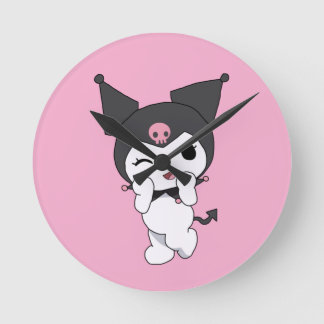 Kuromi Wall Clock – Cute Sanrio-Inspired Room Deco ラウンド壁時計