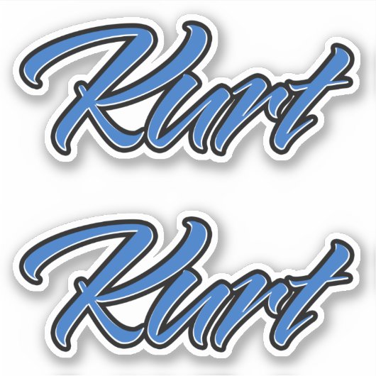 Kurt Name blue Aufkleber Sticker Stickerset シール (正面)