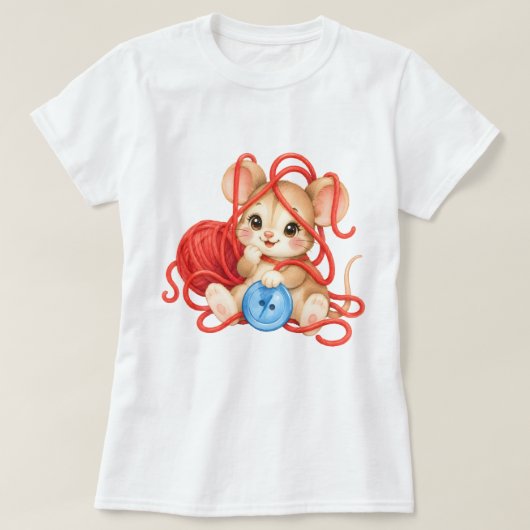 Kuschelige Maus mit Garnknäuel Tシャツ (デザイン正面)