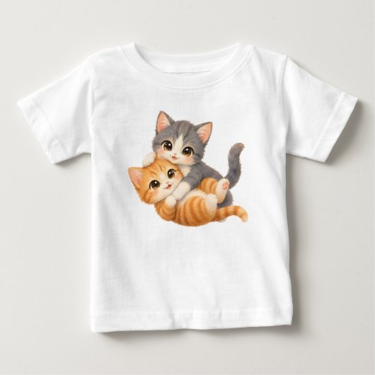 Kuschelkätzchen in Umarmung ベビーTシャツ (正面)