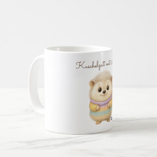 Kuschelzeit Igel mit Name コーヒーマグカップ (正面左)